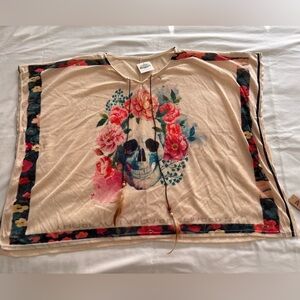 Floral Skull Boho Kimono Top
